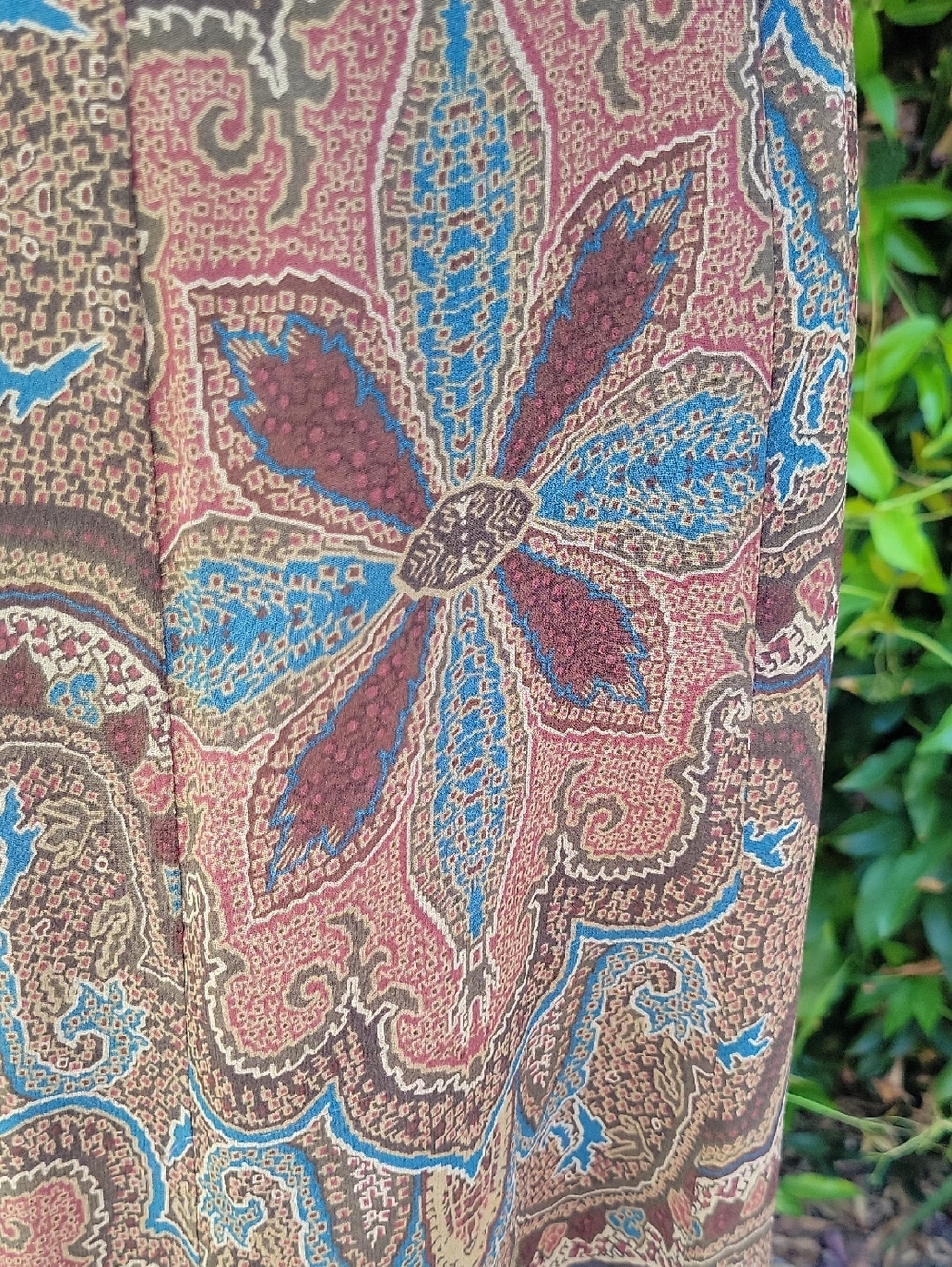 100% Silk Brown Floral Patterned Rodeo Western Cowgirl Festival Vibe Skirt 12 - Picture 4 of 15